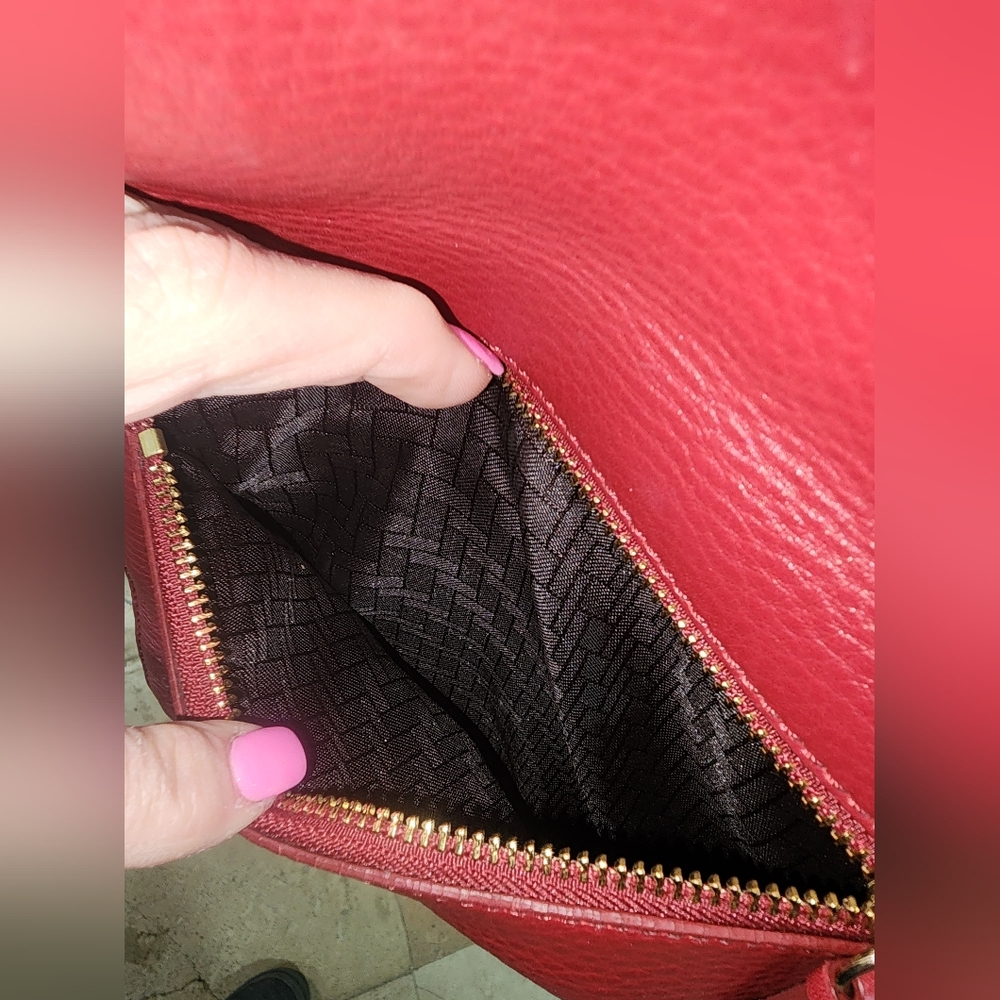 Cole Haan Red Leather Gold Hardware Crossbody Purse - Picture 10 of 15